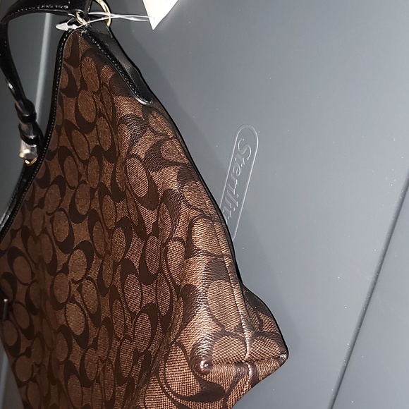 Coach Signature File Bag In Dark Brown - Picture 4 of 6